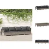 Image de vidaXL - 4-delige - tuinloungeset - met - kussens - grijs - poly - rattan