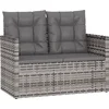 Image de vidaXL - Tuinbank - met - kussens - 105 - cm - poly - rattan - grijs