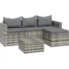 Image de vidaXL - 3-delige - Loungeset - met - kussens - poly - rattan - grijs