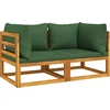 Image de vidaXL - Hoekbanken - 2 - st - sectioneel - met - kussens - acaciahout - groen