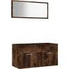 Image de vidaXL - 2-delige - Badkamermeubelset - bewerkt - hout - gerookt - eikenkleurig