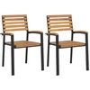 Image de vidaXL - Tuinstoelen - 2 - st - stapelbaar - massief - acaciahout - en - metaal