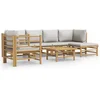 Image de vidaXL - 7-delige - Loungeset - met - lichtgrijze - kussens - bamboe