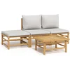 Image de vidaXL - 4-delige - Loungeset - met - kussens - bamboe - lichtgrijs