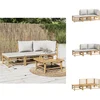 Image de vidaXL - 3-delige - Loungeset - met - kussens - bamboe - lichtgrijs