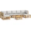 Image de vidaXL - 8-delige - Loungeset - met - kussens - bamboe - lichtgrijs