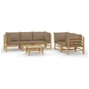 Image de vidaXL - 6-delige - Loungeset - met - kussens - bamboe - taupe