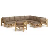 Image de vidaXL - 12-delige - Loungeset - met - kussens - bamboe - taupe