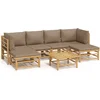 Image de vidaXL - 7-delige - Loungeset - met - kussens - bamboe - taupe