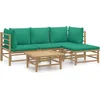 Image de vidaXL - 5-delige - Loungeset - met - kussens - bamboe - groen