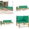 Image de vidaXL - 6-delige - Loungeset - met - kussens - bamboe - groen