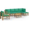 Image de vidaXL - 7-delige - Loungeset - met - kussens - bamboe - groen