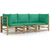 Image de vidaXL - 3-delige - Loungeset - met - kussens - bamboe - groen