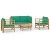 Image de vidaXL - 5-delige - Loungeset - met - kussens - bamboe - groen