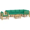 Image de vidaXL - 7-delige - Loungeset - met - kussens - bamboe - groen