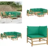 Image de vidaXL - 8-delige - Loungeset - met - kussens - bamboe - groen
