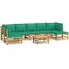 Image de vidaXL - 8-delige - Loungeset - met - kussens - bamboe - groen