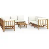Image de vidaXL - 9-delige - Loungeset - met - kussens - bamboe - crèmewit