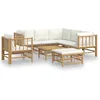 Image de vidaXL - 8-delige - Loungeset - met - kussens - bamboe - crèmewit