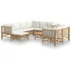 Image de vidaXL - 10-delige - Loungeset - met - kussens - bamboe - crèmewit
