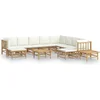 Image de vidaXL - 12-delige - Loungeset - met - kussens - bamboe - crèmewit