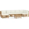 Image de vidaXL - 8-delige - Loungeset - met - kussens - bamboe - crèmewit