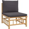 Image de vidaXL - 4-delige - Loungeset - met - kussens - bamboe - donkergrijs