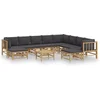 Image de vidaXL - 11-delige - Loungeset - met - kussens - bamboe - donkergrijs