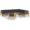 Image de vidaXL - 12-delige - Loungeset - met - kussens - bamboe - donkergrijs