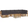 Image de vidaXL - 8-delige - Loungeset - met - kussens - bamboe - donkergrijs