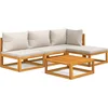 Image de vidaXL - 5-delige - Loungeset - met - lichtgrijze - kussens - massief - hout