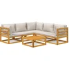 Image de vidaXL - 6-delige - Loungeset - met - lichtgrijze - kussens - massief - hout