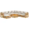 Image de vidaXL - 9-delige - Loungeset - met - lichtgrijze - kussens - massief - hout