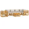 Image de vidaXL - 7-delige - Loungeset - met - lichtgrijze - kussens - massief - hout