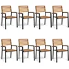Image de vidaXL - Tuinstoelen - 8 - st - stapelbaar - massief - acaciahout - en - metaal
