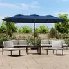 Image de vidaXL - Parasol - dubbel - dak - met - LED - 449x265 - cm - azuurblauw