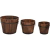 Image de vidaXL - Plantenbakset - houten - emmer - 3-delig - massief - vurenhout
