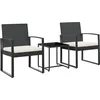 Image de vidaXL - 3-delige - Tuinset - met - kussens - polypropeen - rattan - zwart