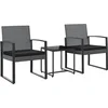 Image de vidaXL - 3-delige - Tuinset - met - kussens - polypropeen - rattan - donkergrijs