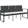 Image de vidaXL - Tuinbank - 3-zits - met - kussens - polypropeen - rattan - zwart