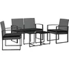 Image de vidaXL - 5-delige - Tuinset - met - kussens - polypropeen - rattan - donkergrijs