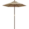 Image de vidaXL - Parasol - met - houten - paal - 196x231 - cm - taupe