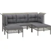 Image de vidaXL - 5-delige - Loungeset - met - kussens - poly - rattan - grijs