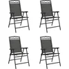 Image de vidaXL - Tuinstoelen - 4 - st - inklapbaar - staal - en - textileen - gemêleerd - grijs