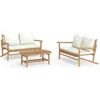 Image de vidaXL - 3-delige - Loungeset - met - kussens - bamboe - crèmewit