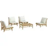 Image de vidaXL - 5-delige - Loungeset - met - kussens - bamboe - crèmewit