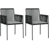 Image de vidaXL - Tuinstoelen - 2 - st - met - kussens - 54x60,5x83,5 - cm - poly - rattan - zwart