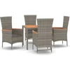 Image de vidaXL - 5-delige - Tuinset - met - kussens - poly - rattan - grijs