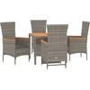 Image de vidaXL - 5-delige - Tuinset - met - kussens - poly - rattan - grijs
