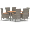 Image de vidaXL - 7-delige - Tuinset - met - kussens - poly - rattan - grijs